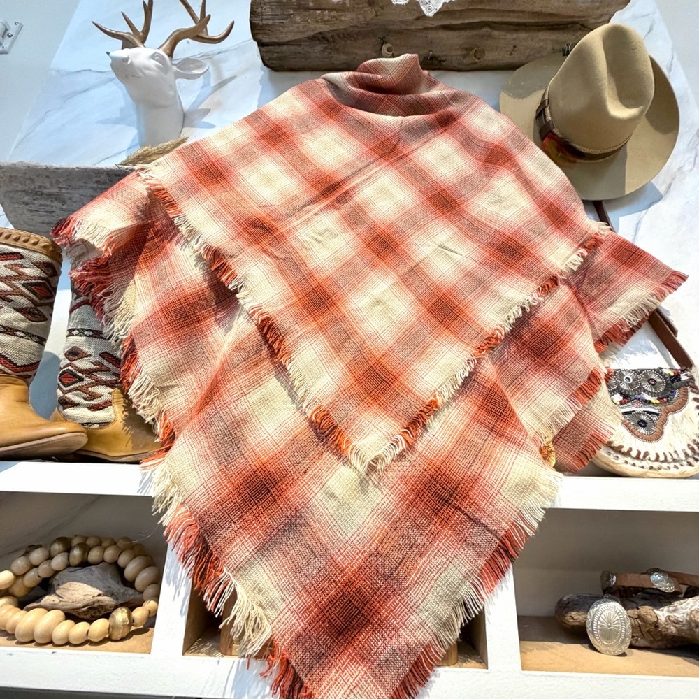 Farmhouses vibe boho plaid blanket scarf w cabin cottage vibe - Picture 2 of 16